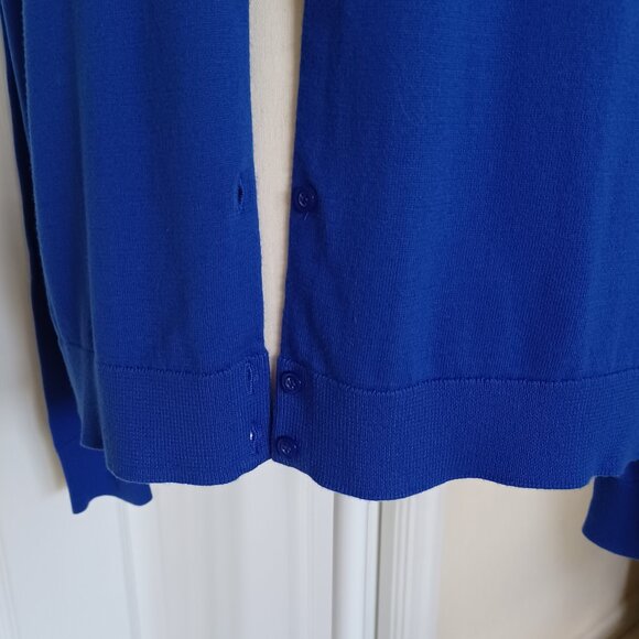 LIKE NEW!  J. Crew Royal Blue Button Front "Caryn" Cardigan Size Large - Picture 5 of 9